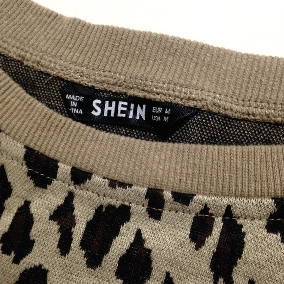 SHEIN CROPPED SWEATSHIRT W/ LEOPARD PRINT DETAIL M - Picture 7 of 8